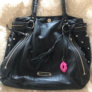 Betsey Johnson Black Leather Studded Handbag